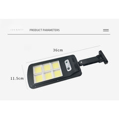 Lampa Solara De Exterior LED Kaveny, 36 cm x 11.5 cm, 2880 Lumeni 120 COB LED 24 W - echivalent 192 W bec incadescent, IP65, Senzor de Miscare, Senzor de Lumina, 6 Grile, Alb Rece