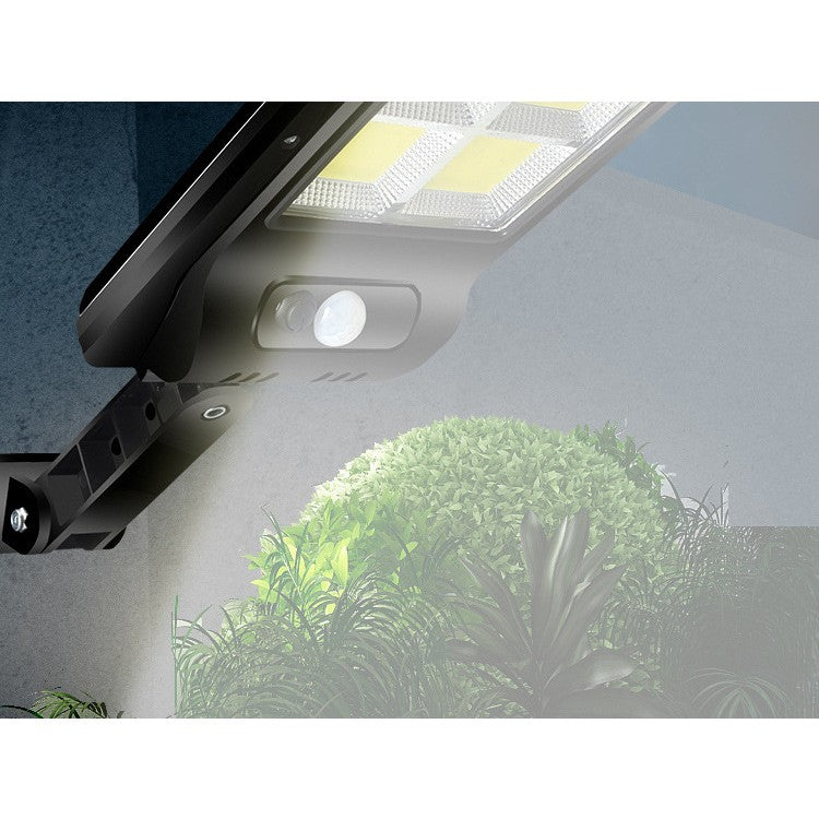 Lampa Solara De Exterior LED Kaveny, 36 cm x 11.5 cm, 2880 Lumeni 120 COB LED 24 W - echivalent 192 W bec incadescent, IP65, Senzor de Miscare, Senzor de Lumina, 6 Grile, Alb Rece