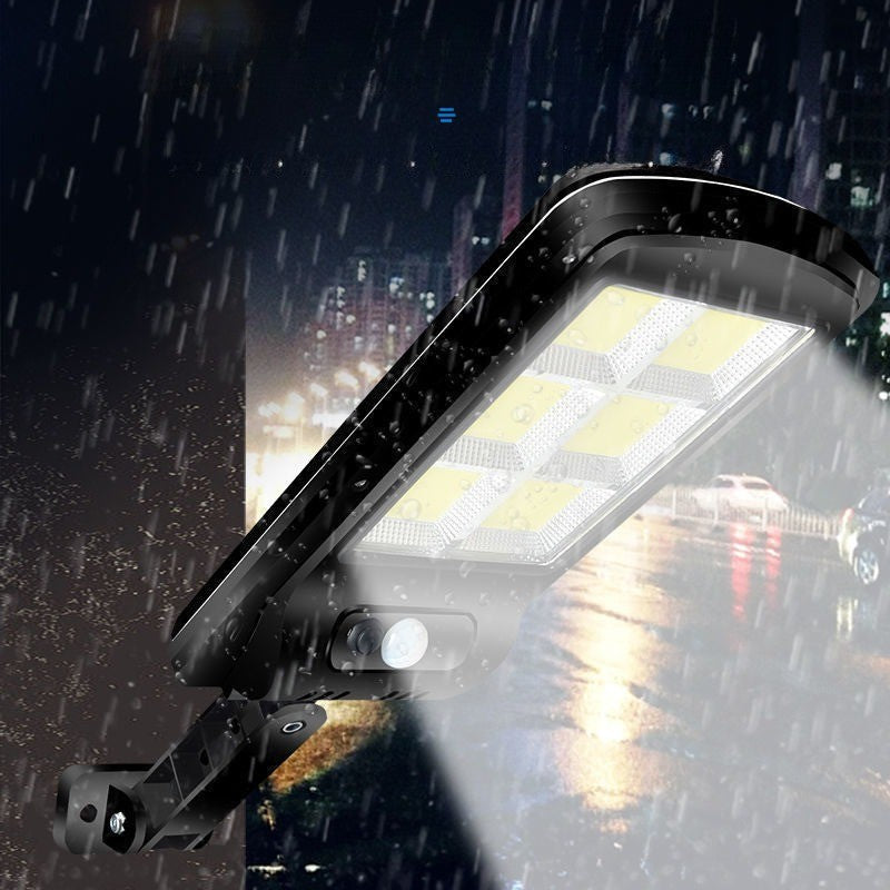 Lampa Solara De Exterior LED Kaveny, 36 cm x 11.5 cm, 2880 Lumeni 120 COB LED 24 W - echivalent 192 W bec incadescent, IP65, Senzor de Miscare, Senzor de Lumina, 6 Grile, Alb Rece
