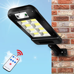 Lampa Solara De Exterior LED Kaveny, 36 cm x 11.5 cm, kit montare inclus, 2880 Lumeni 120 COB LED 24 W - echivalent 192 W bec incadescent, IP65, Senzor de Miscare, 3 moduri de iluminare, Senzor de Lumina, 12 Grile, Alb Rece