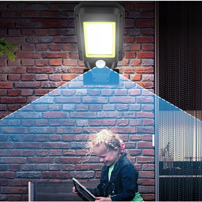 Lampa Solara De Exterior LED Kaveny, 23 cm x 11.5 cm, 3072 Lumeni 128 COB LED 25.6 W - echivalent 205 W bec incadescent, IP65, Senzor de Miscare, Senzor de Lumina, 4 Grile, Alb Rece