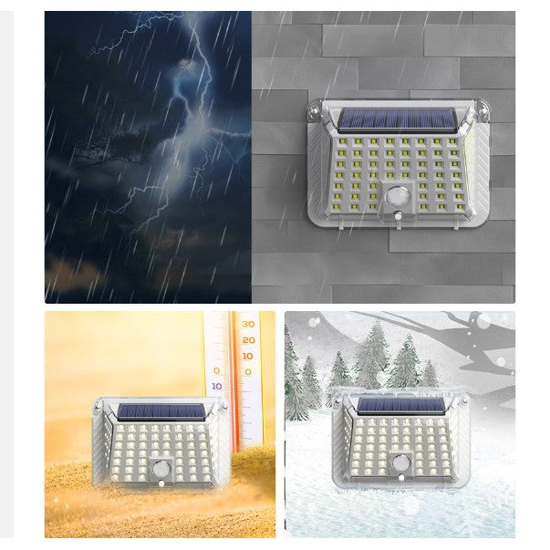 Lampa solara de perete Kaveny, 90 LED-uri SMD, senzor de miscare, IP65, 1200mAh, material ABS, lumina alb rece, alb