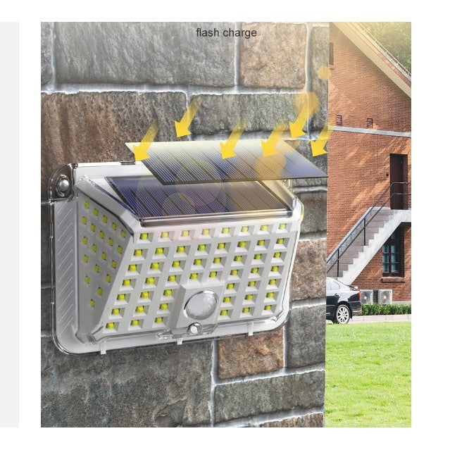 Lampa solara de perete Kaveny, 90 LED-uri SMD, senzor de miscare, IP65, 1200mAh, material ABS, lumina alb rece, alb