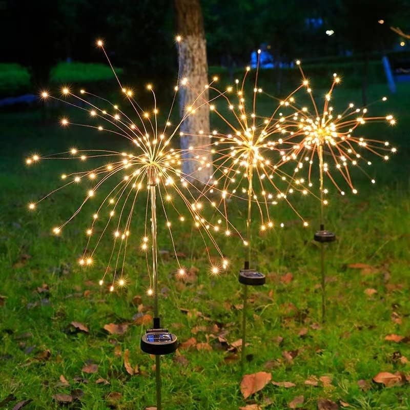 Lampa Solara, Kadeny, Decor Gradina, Model Fireworks/Artificii, din Sarma de Cupru, 120 LED-uri, 55W, 90 cm, Alb Cald