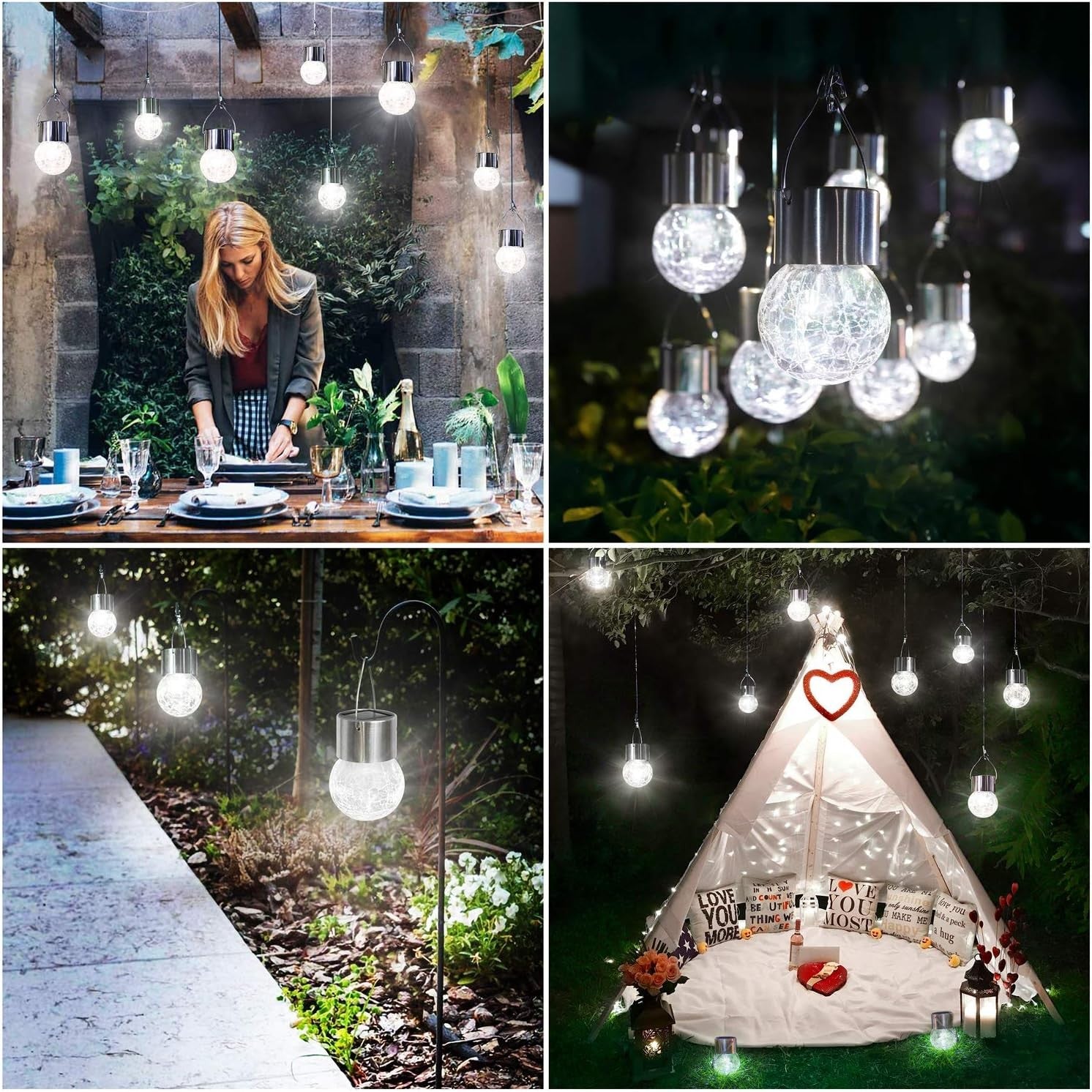 Lampa Solara Kaveny, LED, Tip Candelabru Mic, Cu Bila Din Sticla Crapata, Exterioara, Impermeabila, Iluminare 6-12 H, Alb