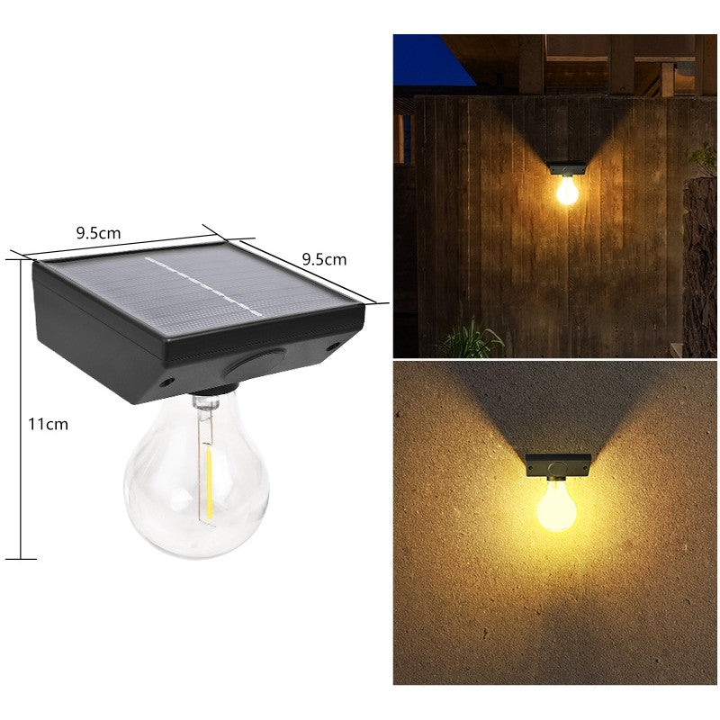 Lampa solara Kaveny, pentru exterior, tip bec, rezistenta la apa IP65, material ABS, baterie 3.7V, 1200 mah, 9.5 x 11 cm, autonomie 8 ore, senzor de miscare,  alb cald