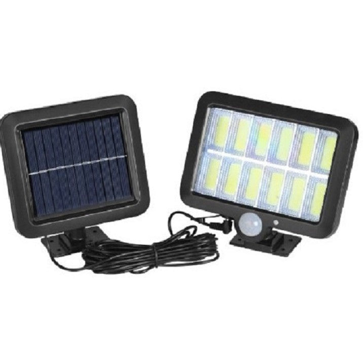 Lampa Solara LED 120 COB, Kaveny, 12 Grile, Senzor de Lumina si Miscare, Lungime Cablu 5 m, Lumina Alba