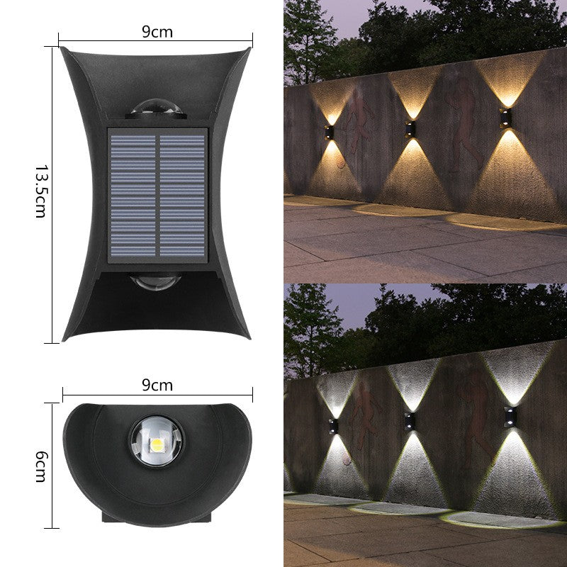 Lampa solara LED bidirectionala bicolora Kaveny, comutator culoare led, IP65, rezistent la apa, baterie 1.5 V, 400mah, 2 LED-uri, 13.5 x 9 cm, material ABS, multicolor