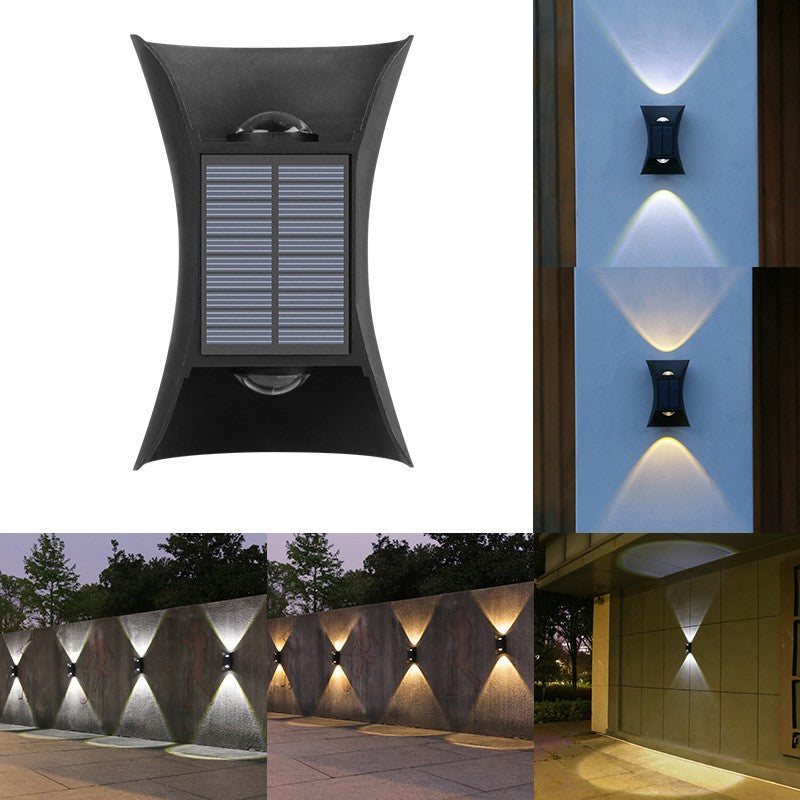 Lampa solara LED bidirectionala bicolora Kaveny, comutator culoare led, IP65, rezistent la apa, baterie 1.5 V, 400mah, 2 LED-uri, 13.5 x 9 cm, material ABS, multicolor