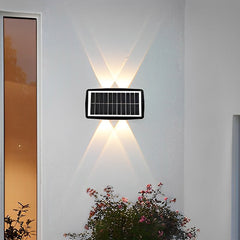 Lampa solara LED bidirectionala dreptunghiulara pentru perete Kaveny, 20.5x10 cm, 6 LED-uri, 5.5V, ABS, 500mAh, rezistent la apa IP65, alb rece