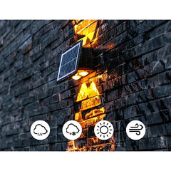 Lampa solara LED bidirectionala dreptunghiulara pentru perete Kaveny, 20.5x10 cm, 6 LED-uri, 5.5V, ABS, 500mAh, rezistent la apa IP65, alb cald