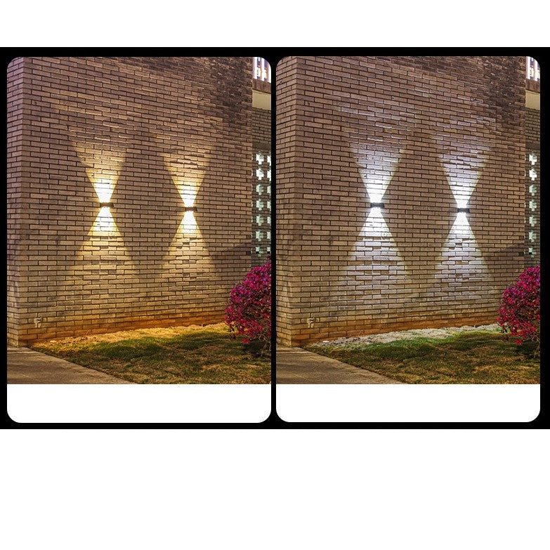 Lampa solara LED bidirectionala Kaveny, cu panou ajustabil, comutator culoare lumina, pentru perete, scari, gradina, terasa, 16 x 6.5 cm, 6 LED-uri, material ABS, baterie 3.7 V, 1200mah, multicolor
