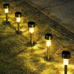 Lampa solara Led decorativa pentru gradina, Argintie, Kaveny, Lumina Alb Cald
