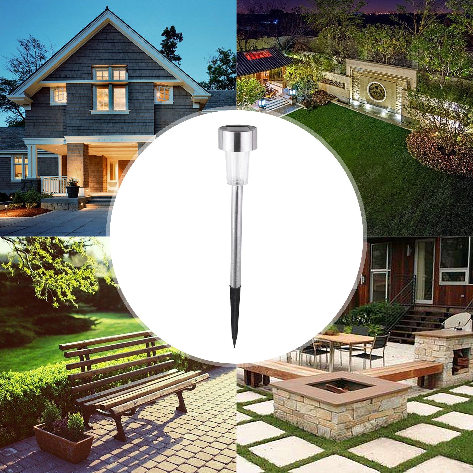 Lampa solara Led decorativa pentru gradina, Argintie, Kaveny, Lumina Multicolor