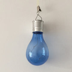 Lampa Solara LED Decorativa sub forma de Bulb, pentru exterior, suspendata, IP65, Ultron Albastru, Kaveny