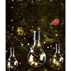 Lampa Solara LED Decorativa sub forma de Bulb, pentru exterior, suspendata, IP65, Ultron Transparent, lumina calda, Kaveny