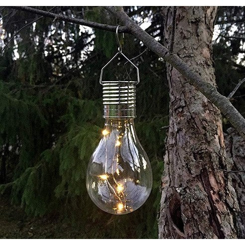 Lampa Solara LED Decorativa sub forma de Bulb, pentru exterior, suspendata, IP65, Ultron Transparent, lumina calda, Kaveny