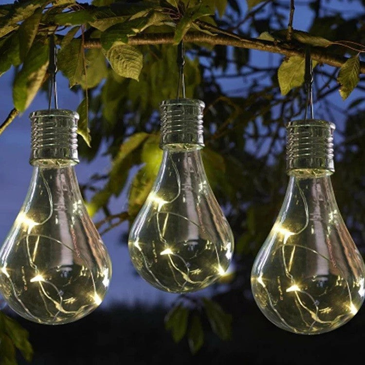 Lampa Solara LED Decorativa sub forma de Bulb, pentru exterior, suspendata, IP65, Ultron Transparent, lumina calda, Kaveny