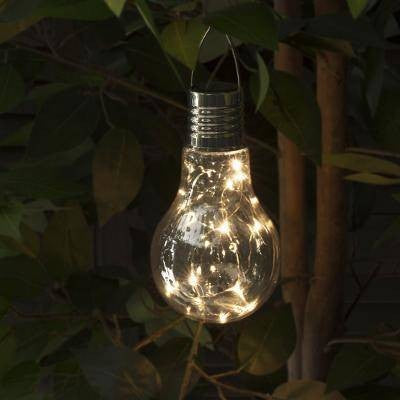 Lampa Solara LED Decorativa sub forma de Bulb, pentru exterior, suspendata, IP65, Ultron Transparent, lumina calda, Kaveny