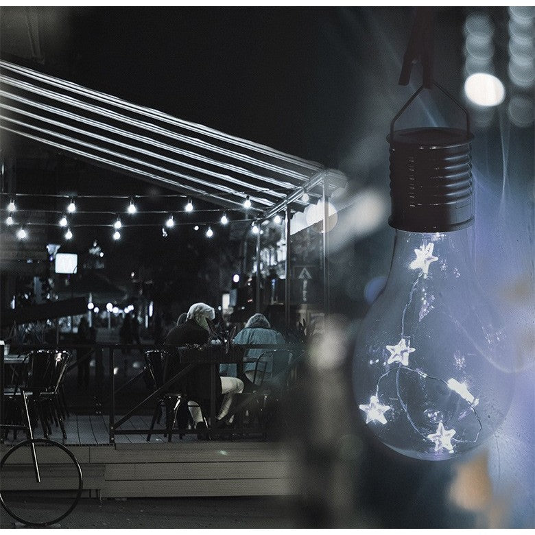 Lampa Solara LED Decorativa sub forma de Bulb, pentru exterior, suspendata, IP65, Ultron Transparent, lumina rece, Kaveny