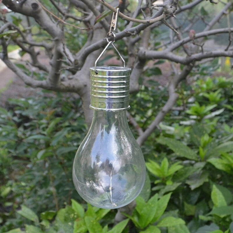 Lampa Solara LED Decorativa sub forma de Bulb, pentru exterior, suspendata, IP65, Ultron Transparent, lumina rece, Kaveny