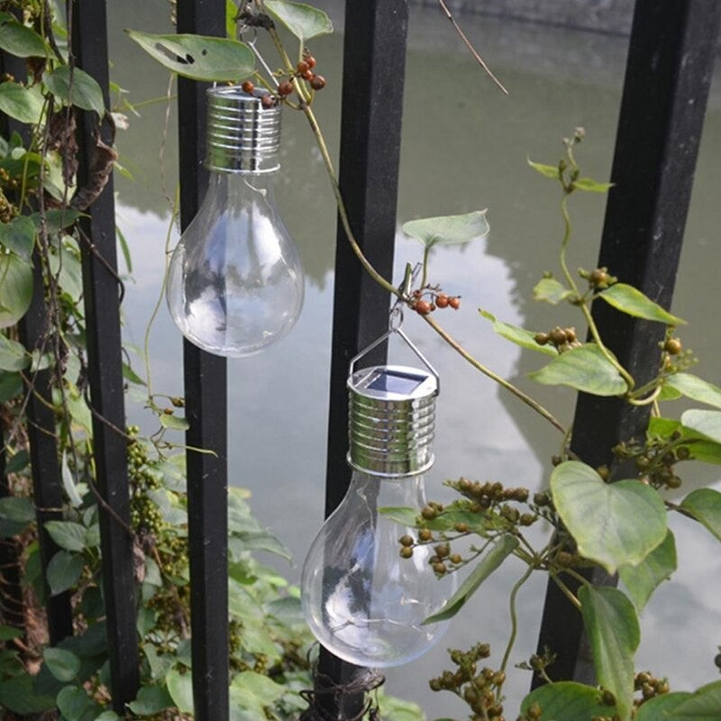 Lampa Solara LED Decorativa sub forma de Bulb, pentru exterior, suspendata, IP65, Ultron Transparent, lumina rece, Kaveny