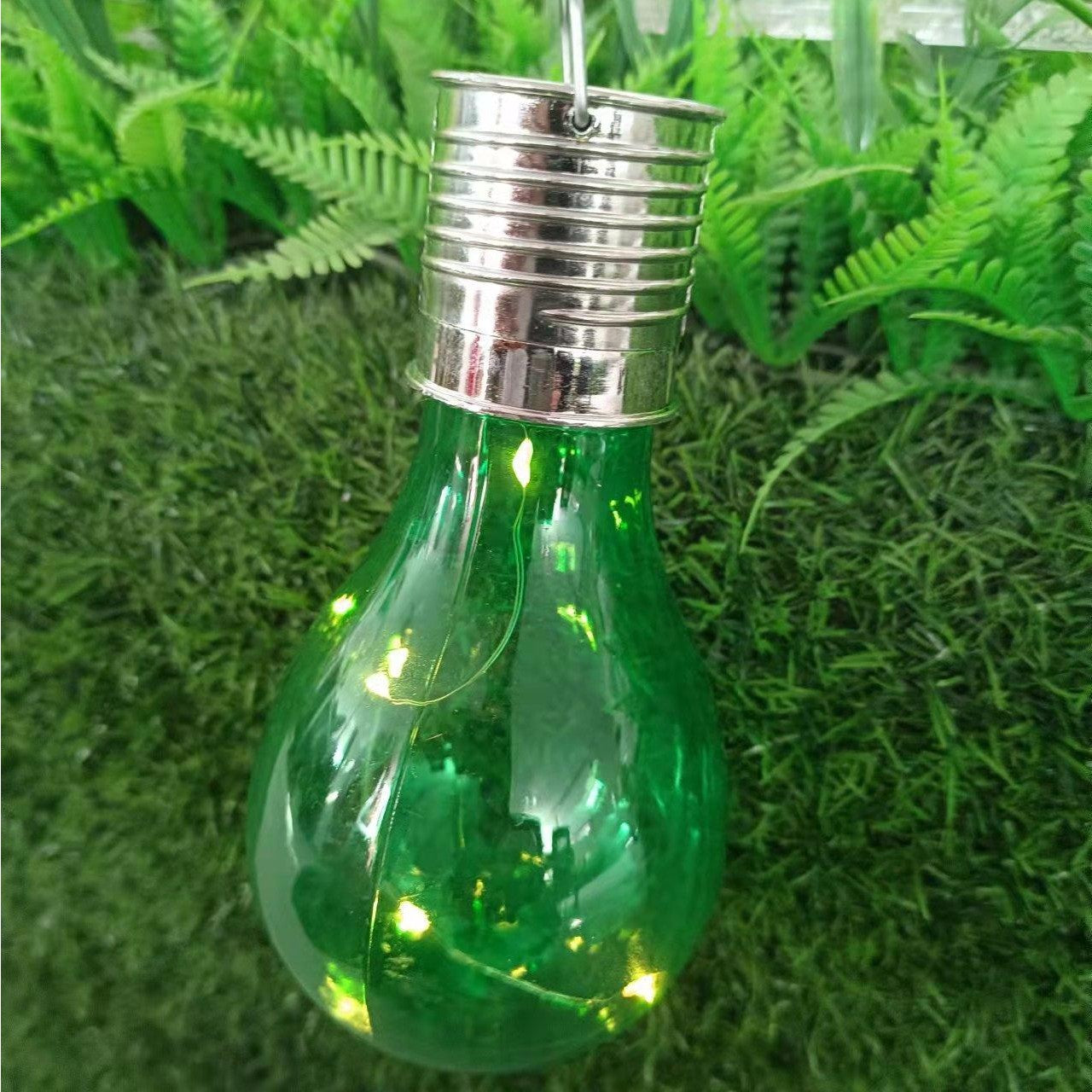 Lampa Solara LED Decorativa sub forma de Bulb, pentru exterior, suspendata, IP65, Ultron Verde, Kaveny