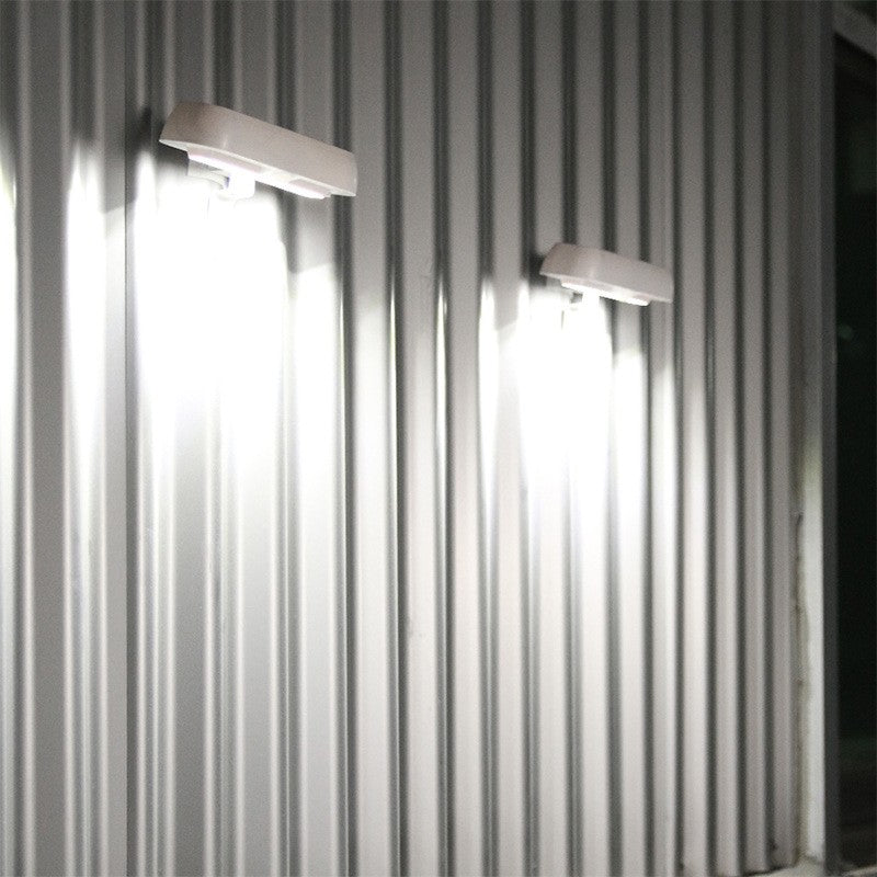 Lampa solara LED dreptunghiulara pentru perete Kaveny, 18 x 7 cm, senzor miscare, 6V, ABS, 2200mAh, rezistent la apa, culoare lumina alb rece, alb
