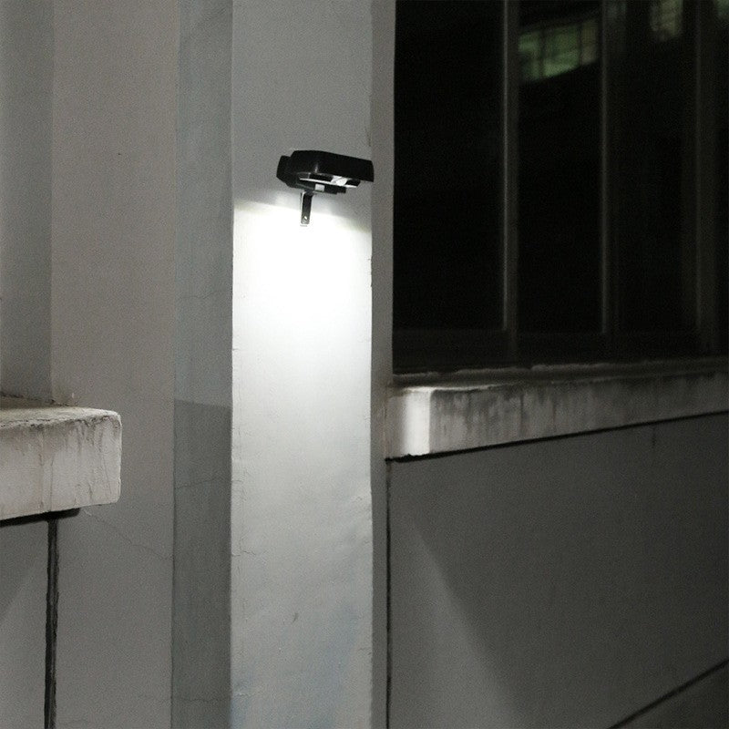 Lampa solara LED dreptunghiulara pentru perete Kaveny, 18 x 7 cm, senzor miscare, 6V, ABS, 2200mAh, rezistent la apa, culoare alb rece, suport negru