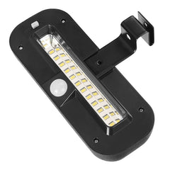 Lampa solara LED dreptunghiulara pentru perete Kaveny, 18 x 7 cm, senzor miscare, 6V, ABS, 2200mAh, rezistent la apa, culoare alb rece, suport negru