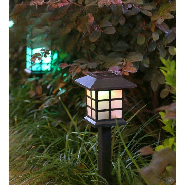 Set 2 Lampa solara Led pentru gradina, Tip felinar, Kaveny, Alb cald