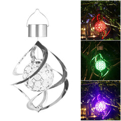 Lampa solara LED RGB spirala pentru gradina/terasa Kaveny, se roteste de la vant, 35 x 5.5 cm, rezistenta la apa, tip glob de cristal, 2V, 600 mAh, multicolor