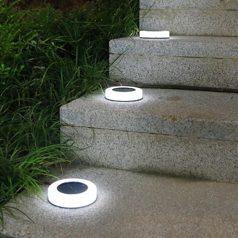 Lampa solara LED, sub forma de cerc, pentru gazon sau gradina, Rezistenta la apa, Kaveny, Alb rece