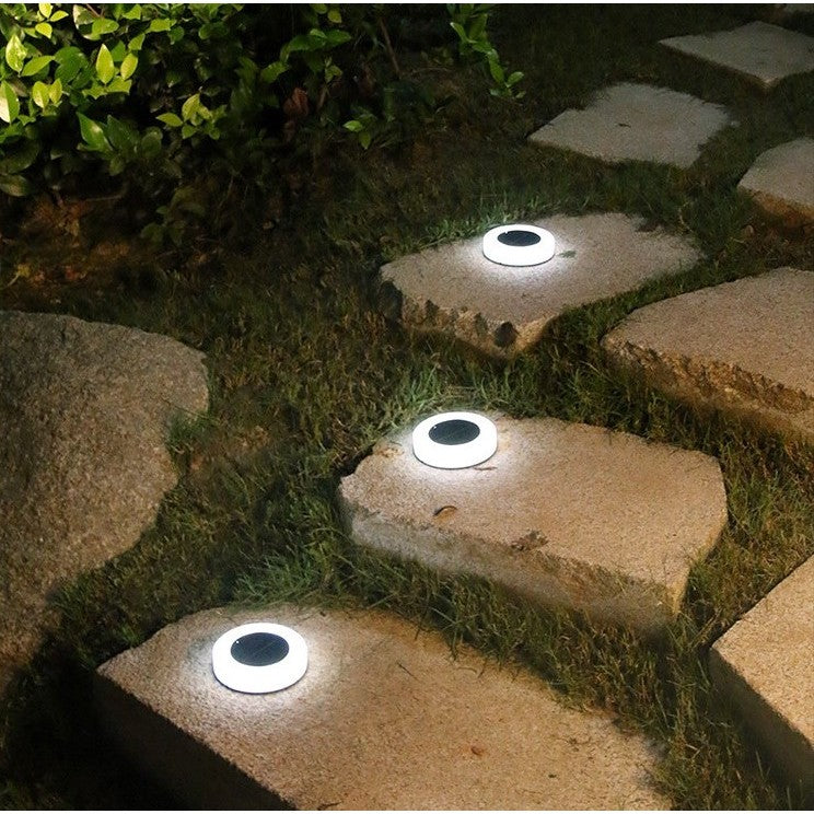 Lampa solara LED, sub forma de cerc, pentru gazon sau gradina, Rezistenta la apa, Kaveny, Alb rece