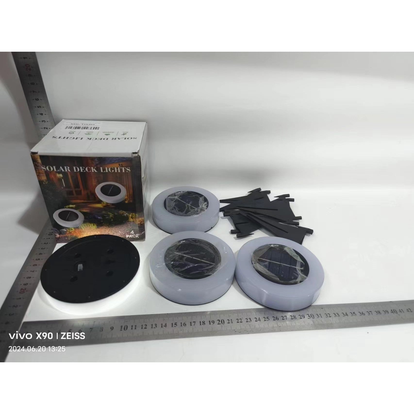 Lampa solara LED, sub forma de cerc, pentru gazon sau gradina, Rezistenta la apa, Kaveny, Alb rece