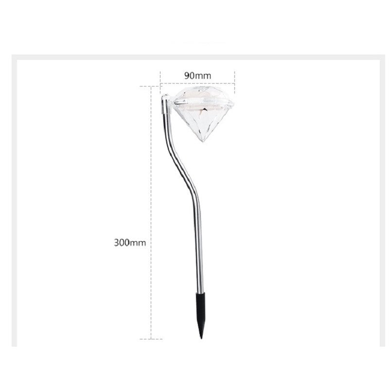 Lampa solara LED tip Diamant pentru gradina Kaveny, inaltime 30 cm, 2V, ABS, 600mAh, alb cald