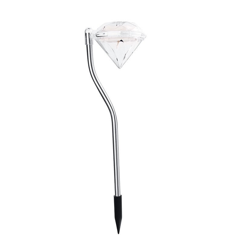 Lampa solara LED tip Diamant pentru gradina Kaveny, inaltime 30 cm, 2V, ABS, 600mAh, alb rece