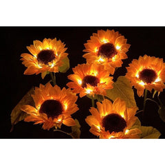 Lampa solara LED tip Floarea Soarelui cu 3 flori, inaltime 70 cm, Pentru gradina, Kaveny