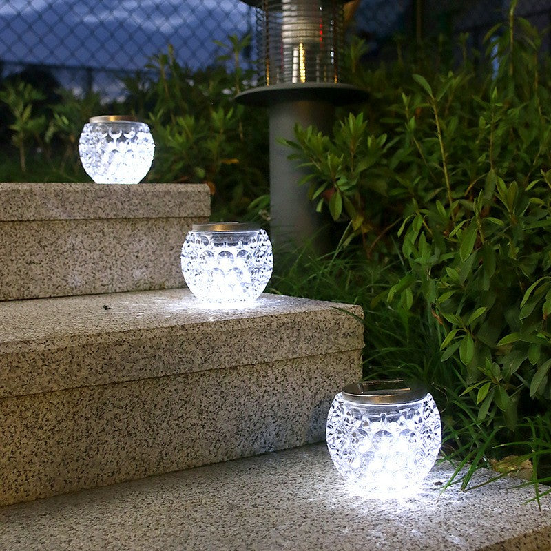 Lampa solara LED tip Glob cristal pentru gradina/trepte/terasa Kaveny, rezistent la apa IP65, 10 x 9.5 cm, 1.2V, ABS, 600mAh, alb rece