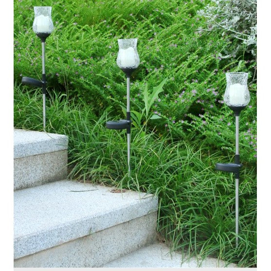 Lampa solara LED tip Lalea pentru gradina Kaveny, inaltime 55 cm,  material sticla si ABS, 2V, ABS, 600mAh, alb cald