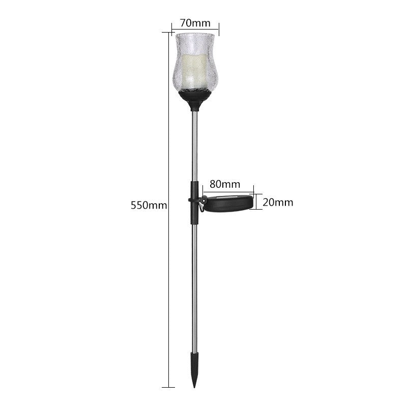 Lampa solara LED tip Lalea pentru gradina Kaveny, inaltime 55 cm,  material sticla si ABS, 2V, ABS, 600mAh, alb cald