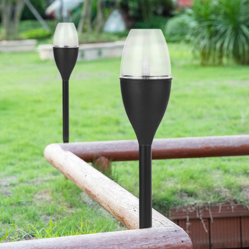 Lampa solara LED tip pahar de vin pentru gradina Kaveny, inaltime 37.5 cm, efect de flacara, material PVC si ABS, 2V, 200mAh, alb cald