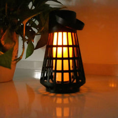 Lampa Solara pentru Gradina, Kadeny, Reincarcabila de la Soare, Model Felinar, Portabila cu Picior, Lumina Calda, 12 cm, Negru