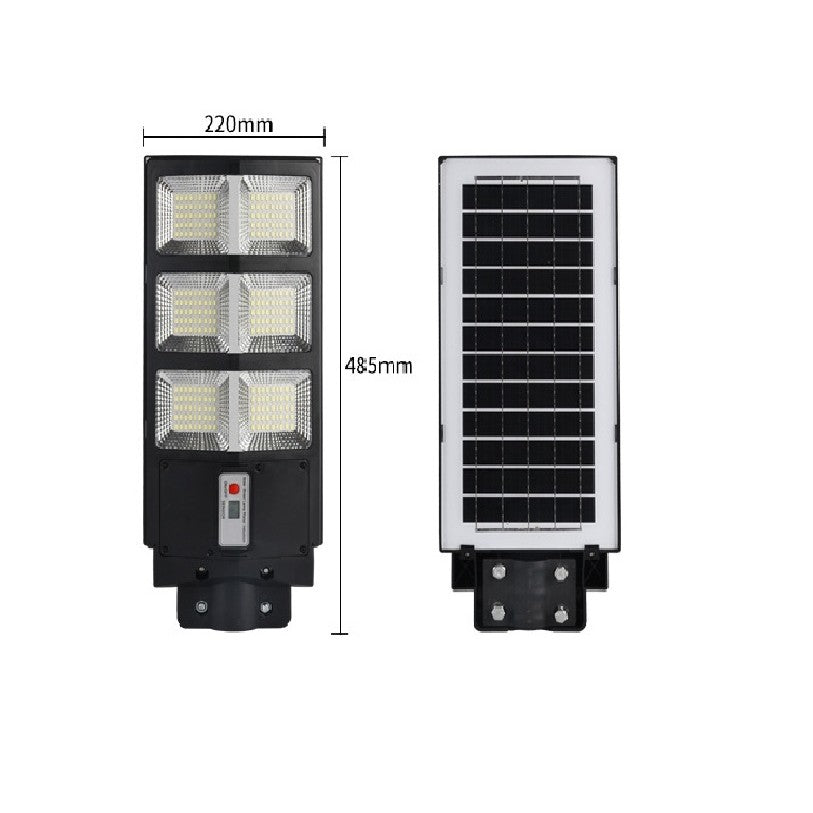 Lampa solara stradala Kaveny, cu telecomanda, senzor de miscare si lumina, suport prindere, 135 LED-uri, IP65, ABS, 8AH, 100W, temperatura culoare 6500K, 48.5x22x6.8 cm, autonomie 10-12 ore, negru
