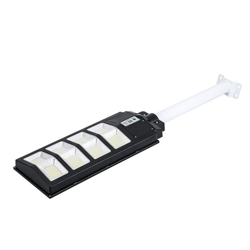 Lampa solara stradala Kaveny, cu telecomanda, senzor de miscare si lumina, suport prindere, 180 LED-uri, IP65, ABS, 10AH, 200W, temperatura culoare 6500K, 59.5x23.8x6.8 cm, autonomie 10-12 ore, negru