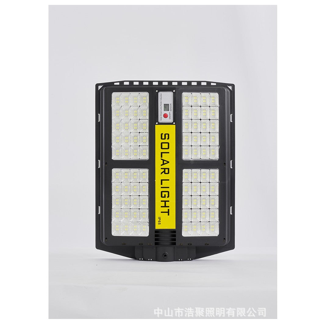 Lampa solara stradala Kaveny, cu telecomanda, senzor de miscare si lumina, suport prindere, 280 LED-uri, IP65, ABS, 12AH, 500W, temperatura culoare 6500K, 44.5x37.7x6.6 cm, autonomie 10-12 ore, negru