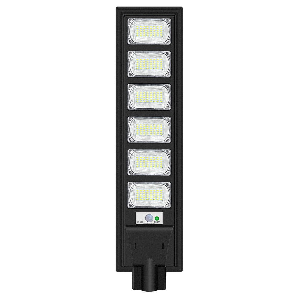 Lampa solara stradala Kaveny, cu telecomanda, senzor de miscare si lumina, suport prindere, 288 LED-uri, IP65, ABS, 15AH, 300W, temperatura culoare 6500K, 79x18.8x5 cm, autonomie 10-12 ore, negru