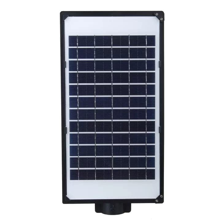 Lampa solara stradala Kaveny, senzor de miscare si lumina, 96 LED-uri, IP65, ABS, 5AH, 100W, temperatura culoare 6500K, 37.8x18.8x5 cm, autonomie 10-12 ore, negru