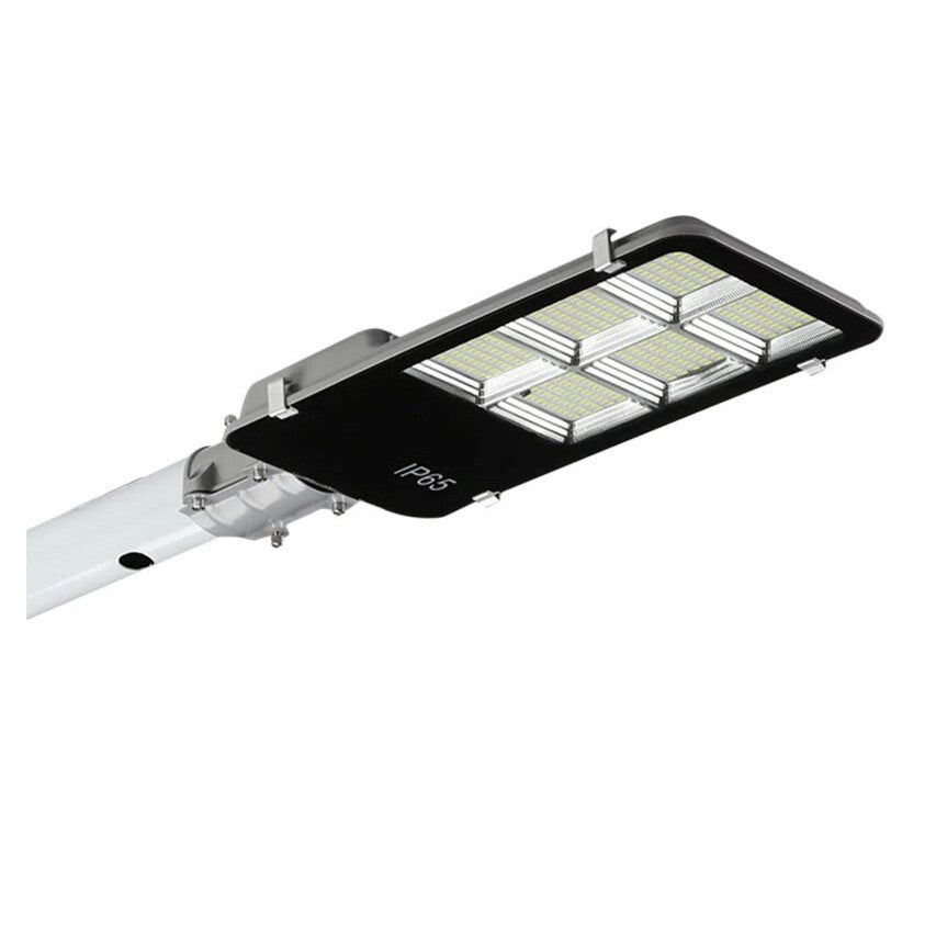 Lampa solara stradala Kaveny, IP65, senzor de lumina, 417 LED-uri SMD, 24000 lm, 300W, autonomie 12-16 ore, telecomanda, montare prin fixare, pentru strada sau gradina, finisaj lucios, material ABS, 49.5 x 21 x 6.5 cm, lumina alb rece