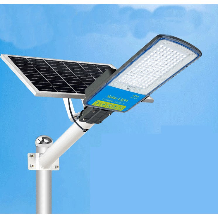 Lampa solara stradala Kaveny, IP66, senzor de lumina, 120 LED-uri SMD, 1800 lm, panou 20W, putere 100W, autonomie 12-16 ore, telecomanda, montare prin fixare, pentru strada sau gradina, finisaj mat, material ABS,  49 x 21 x 5.5 cm, gri